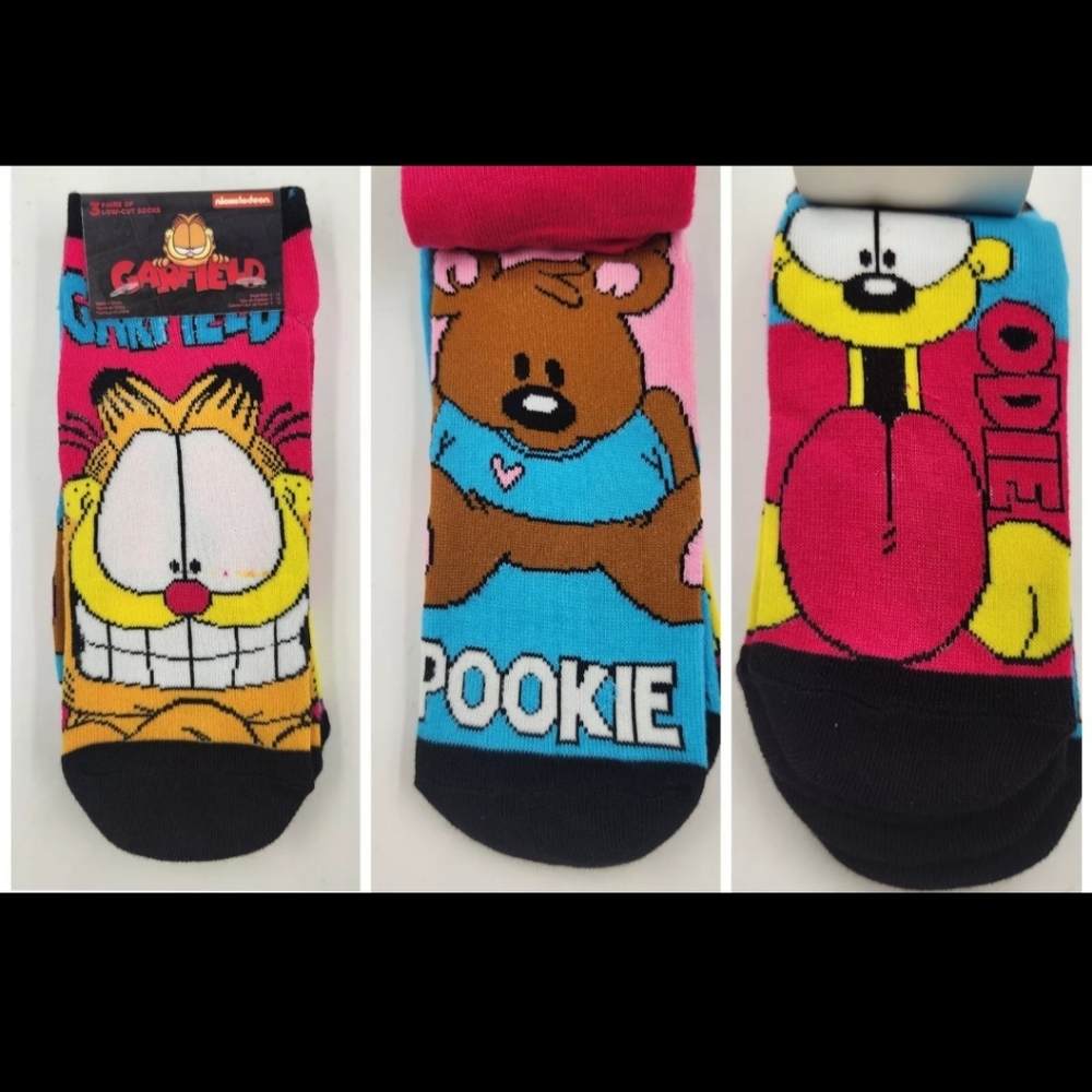 3 Pair Garfield Themed Ankle Socks